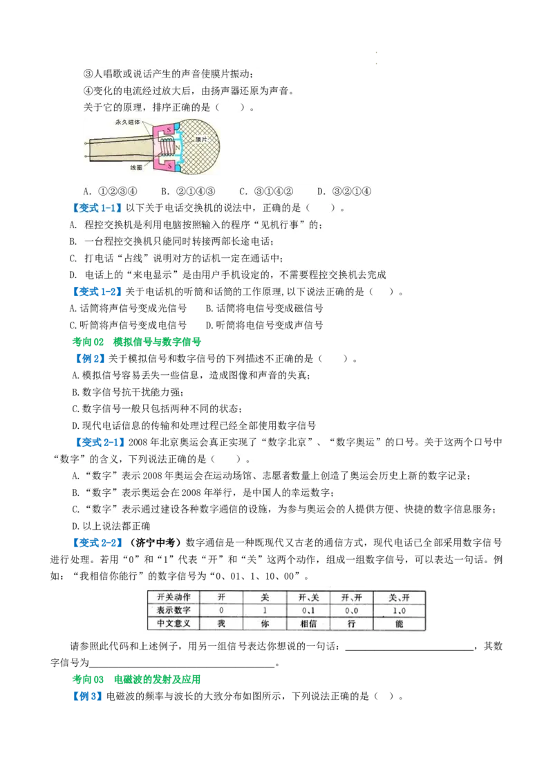 专题21信息、能源与材料（2考点+10考向）（讲义）（原卷版）_8、物理总复习_8.中考物理总复习_2024年中考复习资料_一轮复习资料_配套讲义（原卷版+解析版）