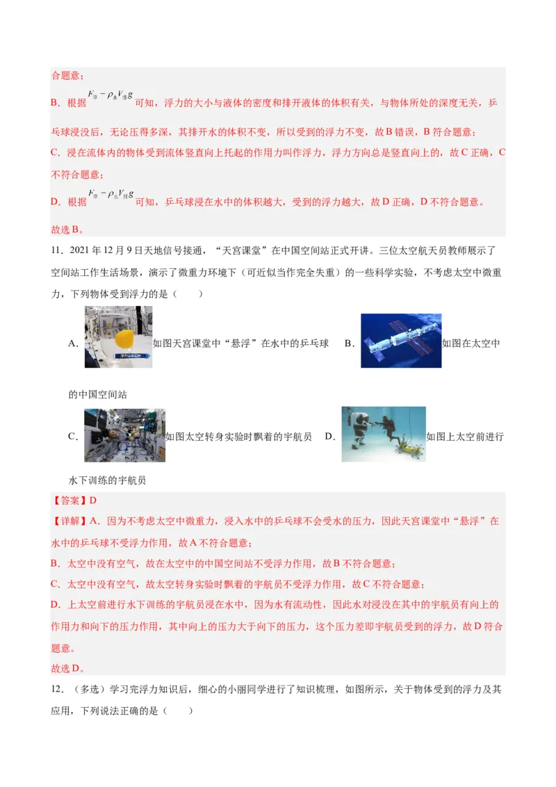专题13浮力基础（解析版）_8、物理总复习_8.中考物理总复习_2024年中考复习资料_一轮复习资料_完备战2024年中考物理一轮复习讲义练习（全国通用）_教师版（含答案解析）
