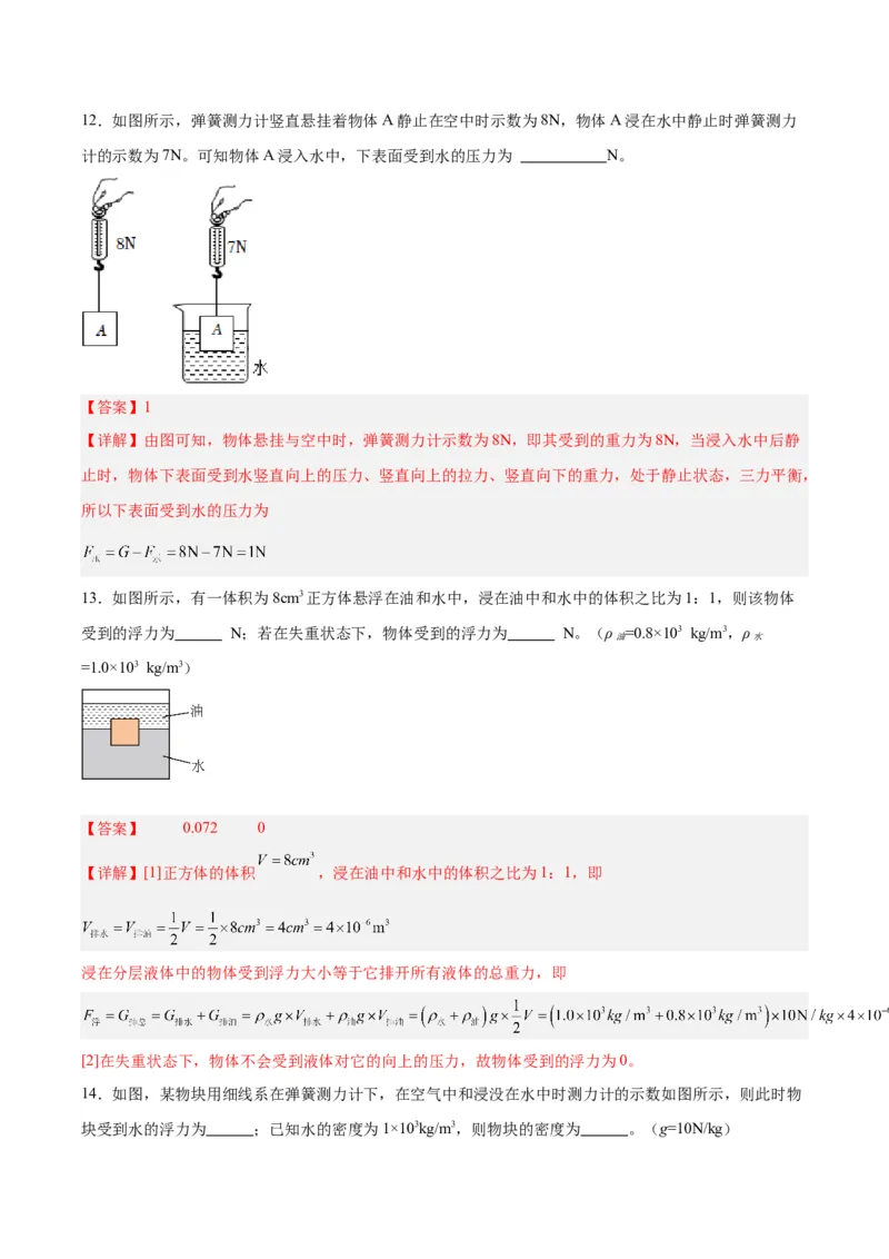 专题13浮力基础（解析版）_8、物理总复习_8.中考物理总复习_2024年中考复习资料_一轮复习资料_完备战2024年中考物理一轮复习讲义练习（全国通用）_教师版（含答案解析）