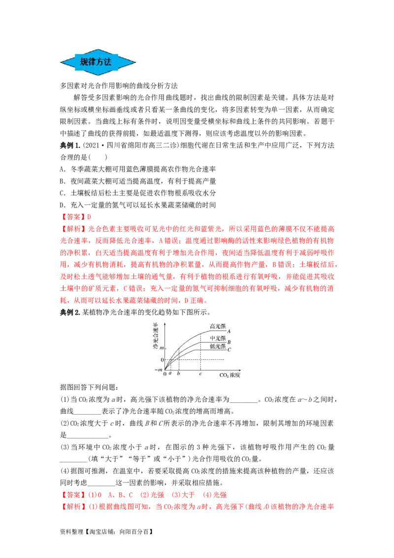 专题09光合作用（串讲）（解析版）_新高考复习资料_2024年新高考复习资料_一轮复习资料_完备战2024年高考生物一轮复习串讲精练（新高考专用）_串讲_解析版
