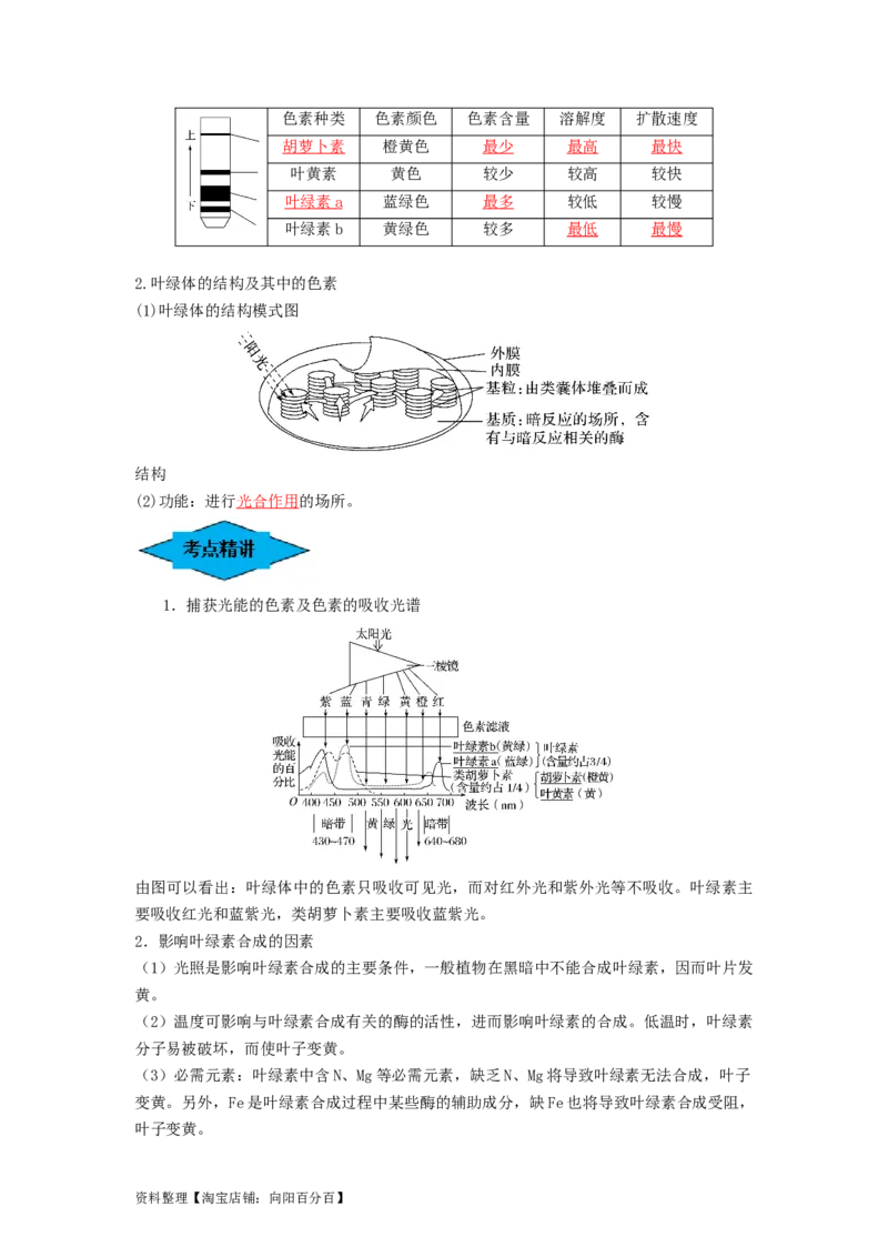 专题09光合作用（串讲）（解析版）_新高考复习资料_2024年新高考复习资料_一轮复习资料_完备战2024年高考生物一轮复习串讲精练（新高考专用）_串讲_解析版
