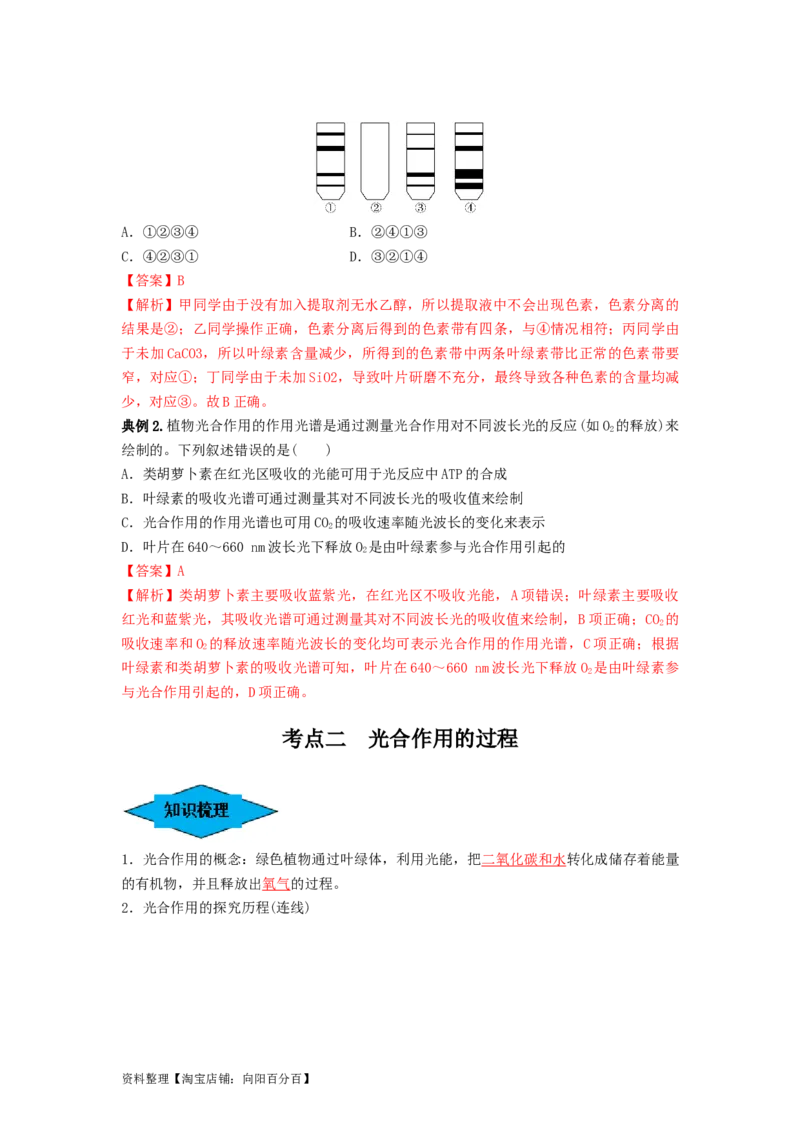 专题09光合作用（串讲）（解析版）_新高考复习资料_2024年新高考复习资料_一轮复习资料_完备战2024年高考生物一轮复习串讲精练（新高考专用）_串讲_解析版