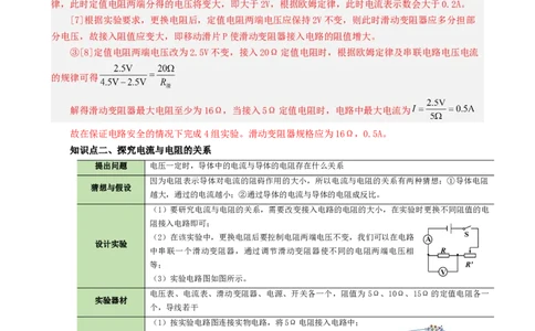 课时17.1电流与电压和电阻的关系（教师版）_初物_八年级上下册+九年级全一册物理_九年级物理全一册_讲义_2025版