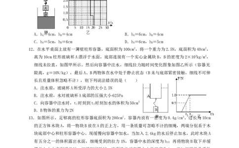 专题23浮力细线加水放水题型（知识点复习+例题讲解+过关练习）-备战2023年中考物理一轮复习考点帮（原卷版）_8、物理总复习_8.中考物理总复习_2023年中考复习资料_一轮复习