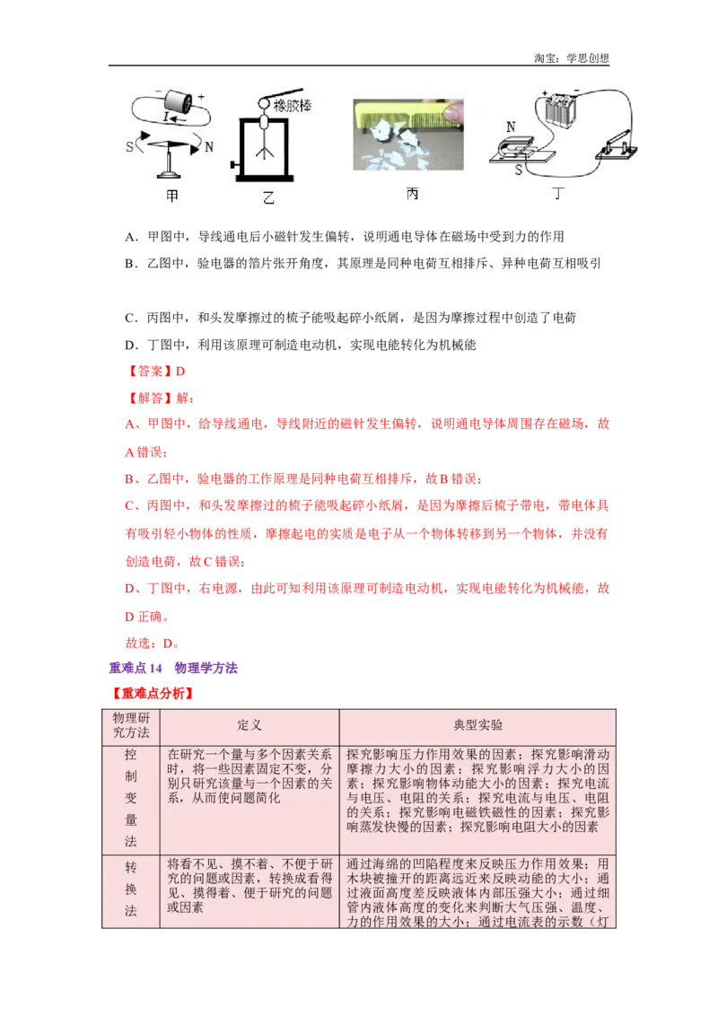 专题24初中物理基础知识速记汇总（教师版）备考2025年中考物理重难点讲解与训练_初物_2025中考物理重难点归纳专题训练易错训练题压轴特训复习word素材