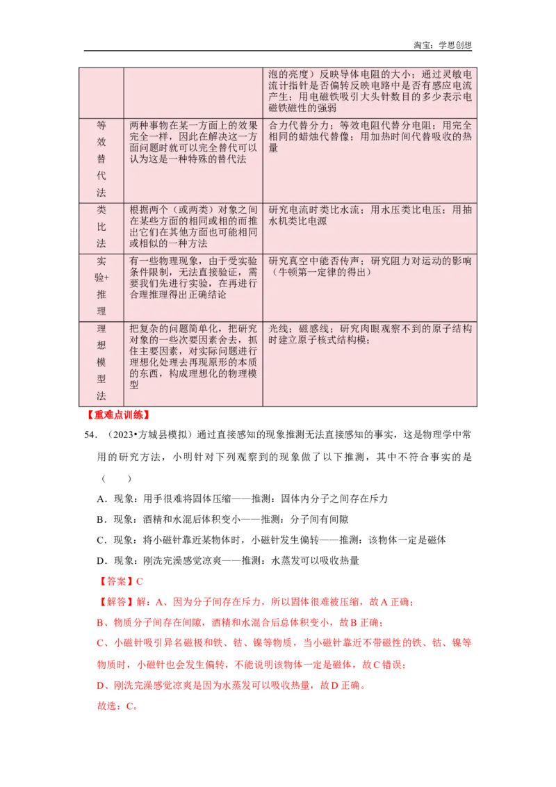 专题24初中物理基础知识速记汇总（教师版）备考2025年中考物理重难点讲解与训练_初物_2025中考物理重难点归纳专题训练易错训练题压轴特训复习word素材