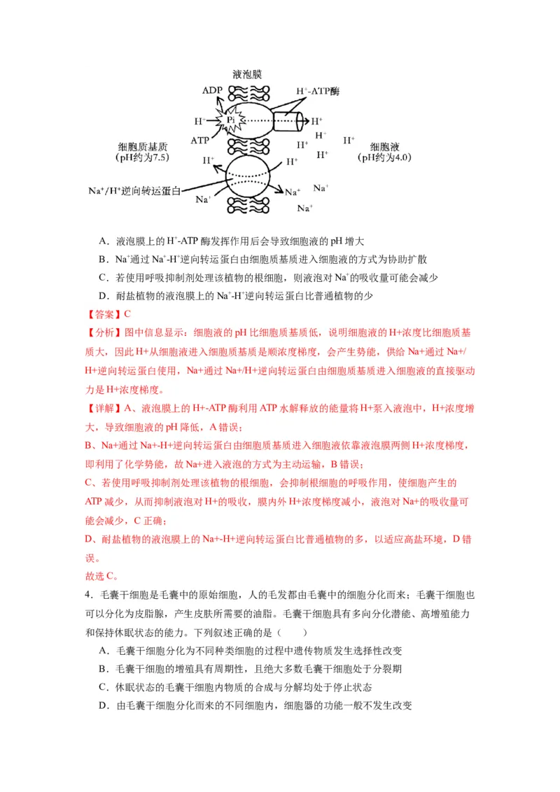 黄金卷05（解析版）-赢在高考&middot;黄金8卷备战2024年高考生物模拟卷（天津专用）_2024年新高考资料_4.2024高考模拟预测试卷