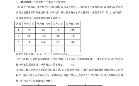 专题28探究杠杆平衡条件的实验问题（原卷版）_8、物理总复习_2024年中考复习资料_二轮复习_夺分宝典备考2024年物理二轮中考总复习71个重难点亮点专题专炼（全国通用）