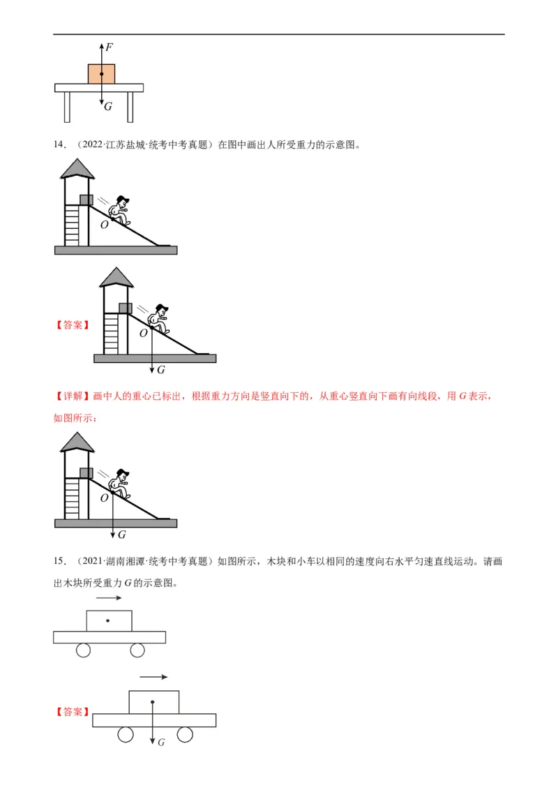 专题7力7.3重力（教师版）_8、物理总复习_8.中考物理总复习_2024年中考复习资料_专项复习资料_完三年（2021&mdash;2023）中考真题分项精编（全国通用）