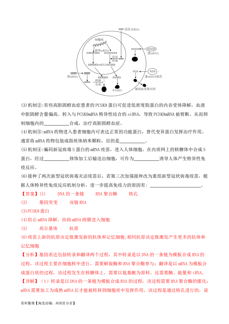 专题12长句作答类（解析版）_新高考复习资料_2024年新高考复习资料_二轮复习资料_2024年高考生物二轮热点题型归纳与变式演练（新高考通用）_教师版（含答案解析）