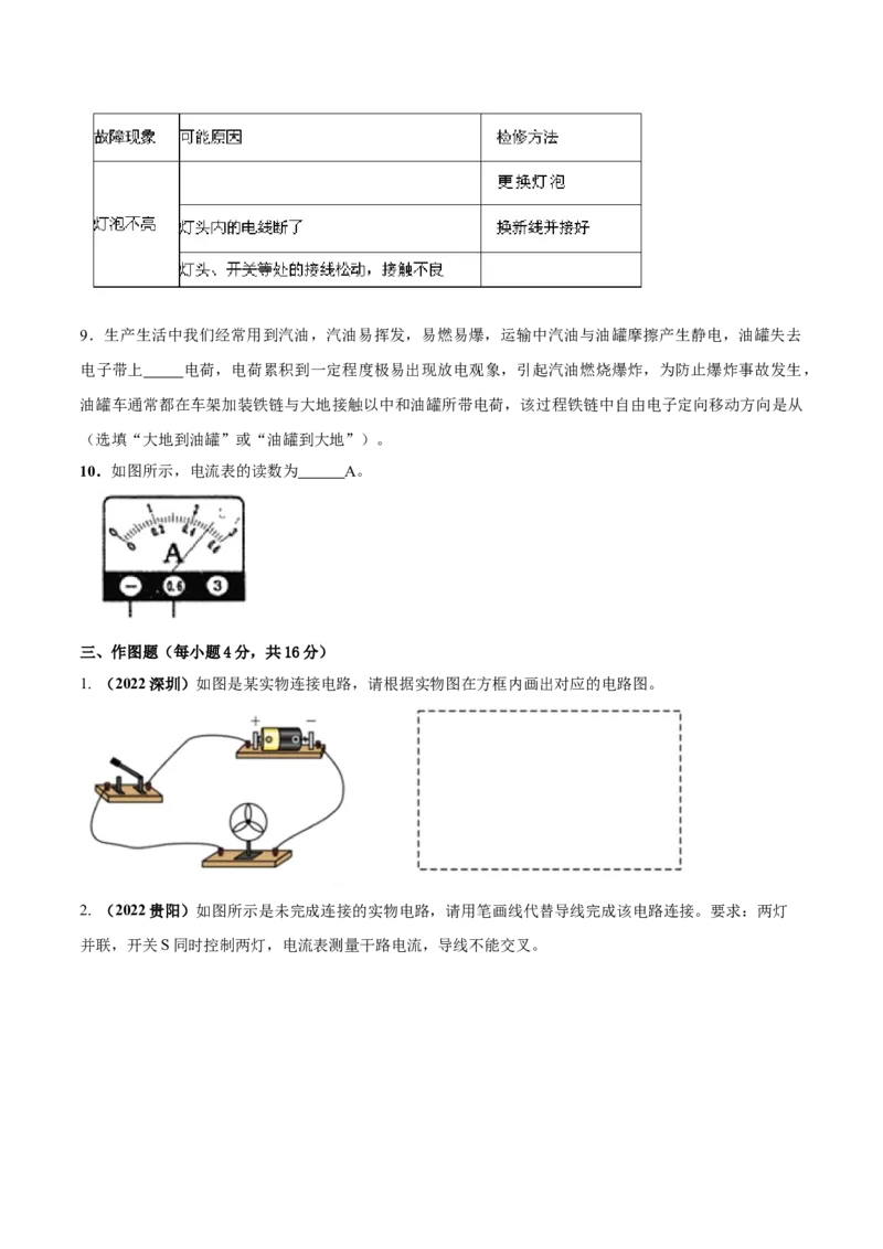 专题45电路电流单元核心素养考试达标试卷（原卷版）_8、物理总复习_8.中考物理总复习_2023年中考复习资料_一轮复习_讲义+练习2023届中考物理一轮单元复习讲练考（全国通用）