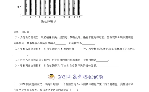 专题10变异、育种与进化-2021年高考真题和模拟题生物分项汇编（原卷版）_新高考复习资料_2022年新高考复习资料_2021年高考真题和模拟题生物分项汇编7.30更新