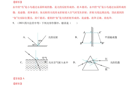 专题4光现象真题强化训练（解析版）_8、物理总复习_8.中考物理总复习_2022年中考复习资料_2022年中考物理一轮复习金讲练267905642