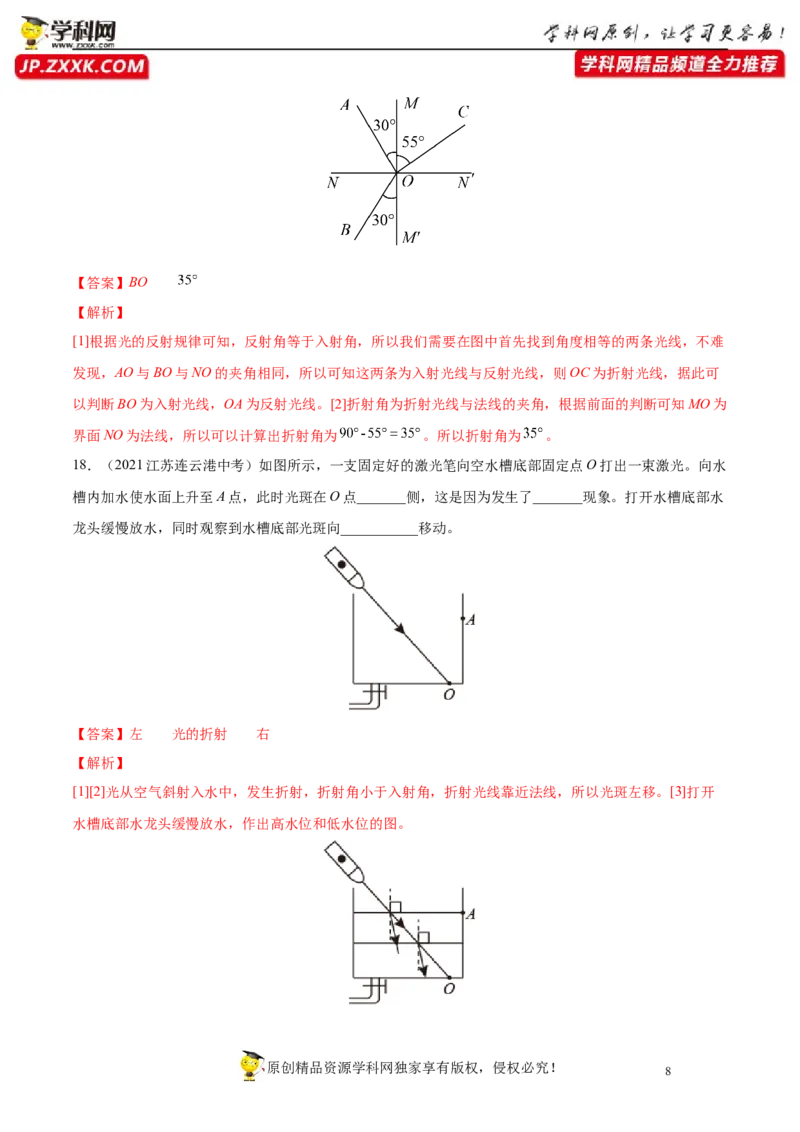 专题4光现象真题强化训练（解析版）_8、物理总复习_8.中考物理总复习_2022年中考复习资料_2022年中考物理一轮复习金讲练267905642