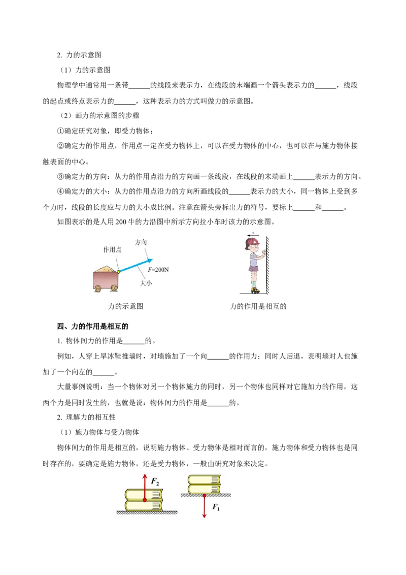 第七章力（知识清单）-八年级物理下册同步备课系列（人教版）（学生版）_初物_八年级上下册+九年级全一册物理_八年级物理下册_老课标资料_单元试卷