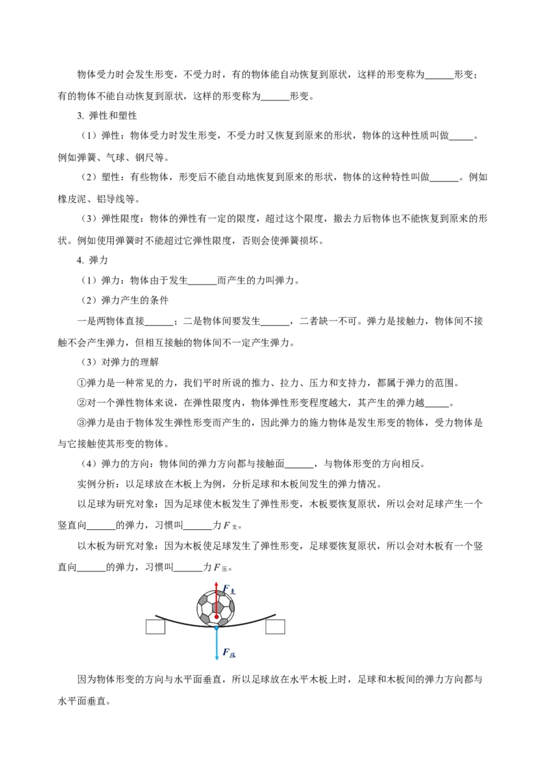 第七章力（知识清单）-八年级物理下册同步备课系列（人教版）（学生版）_初物_八年级上下册+九年级全一册物理_八年级物理下册_老课标资料_单元试卷