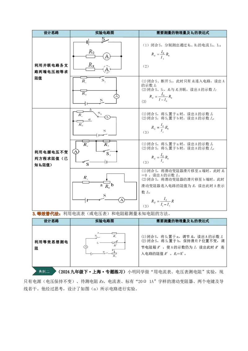 课时17.3电阻的测量（教师版）_初物_八年级上下册+九年级全一册物理_九年级物理全一册_讲义_2025版