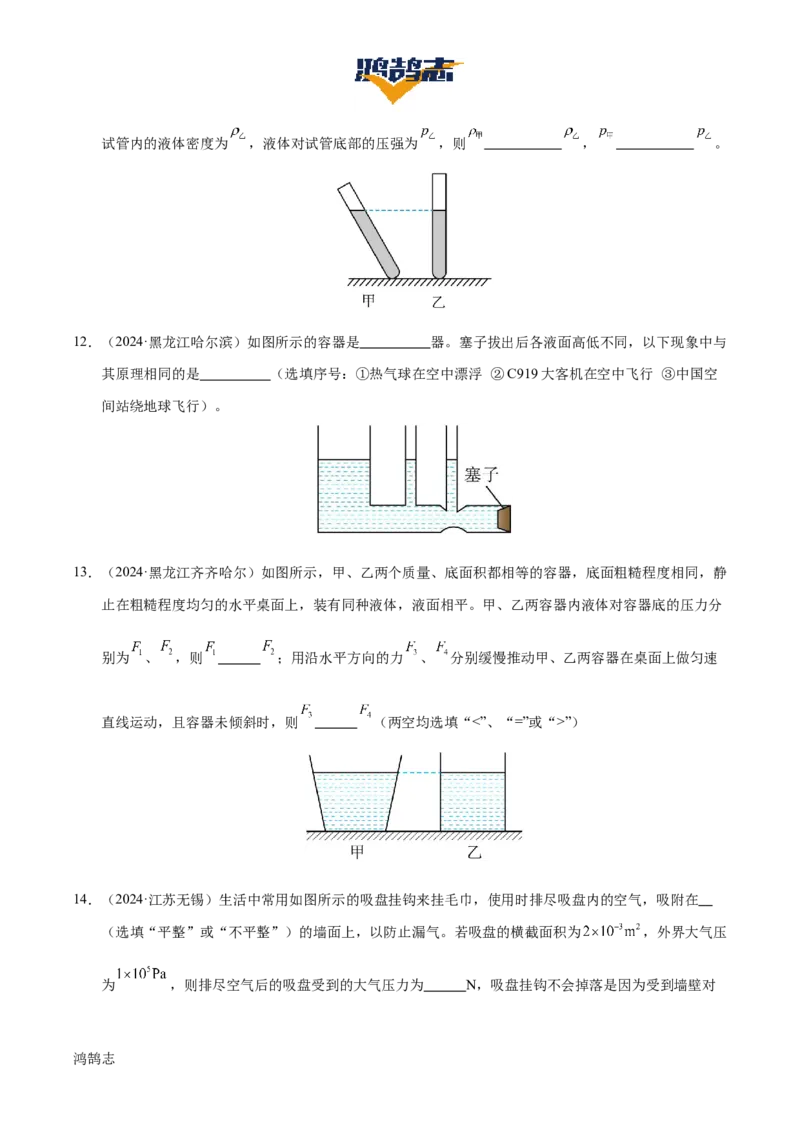 专题10压强（4大模块知识清单+5个易混易错+5种方法技巧+典例真题精析）（原卷版）_8、物理总复习_物理一轮复习
