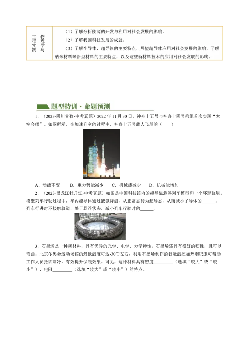 专题23跨学科实践（讲练）原卷版_8、物理总复习_8.中考物理总复习_2024年中考复习资料_二轮复习资料_完2024年中考物理二轮复习课件+讲义+练习（全国通用）_模块五跨学科实践