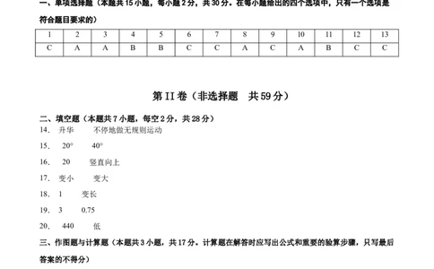 物理（成都卷）（参考答案及评分标准）_8、物理总复习_2024中考模拟题物理_二模_物理（四川成都卷）-：2024年中考第二次模拟考试