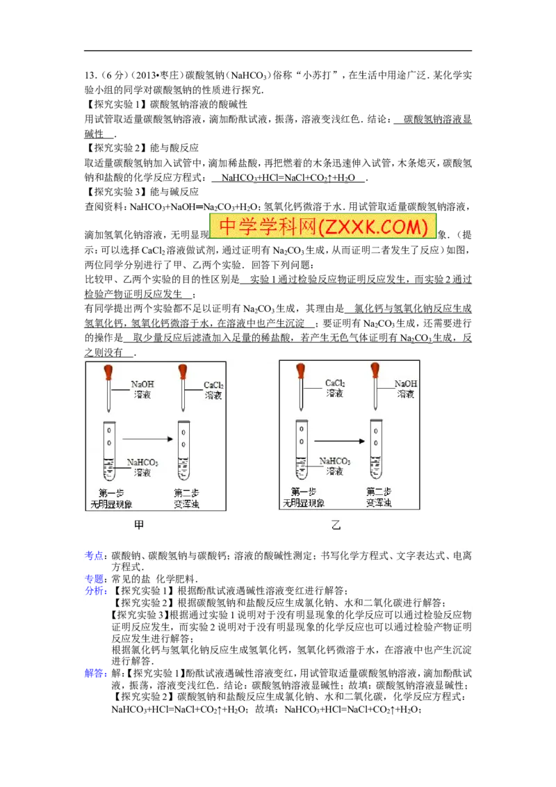 2013山东枣庄化学试卷+答案+解析(word整理版)_山东历年中考真题_山东省历年中考真题2013~2024_初中化学历年真题（2013-2024）