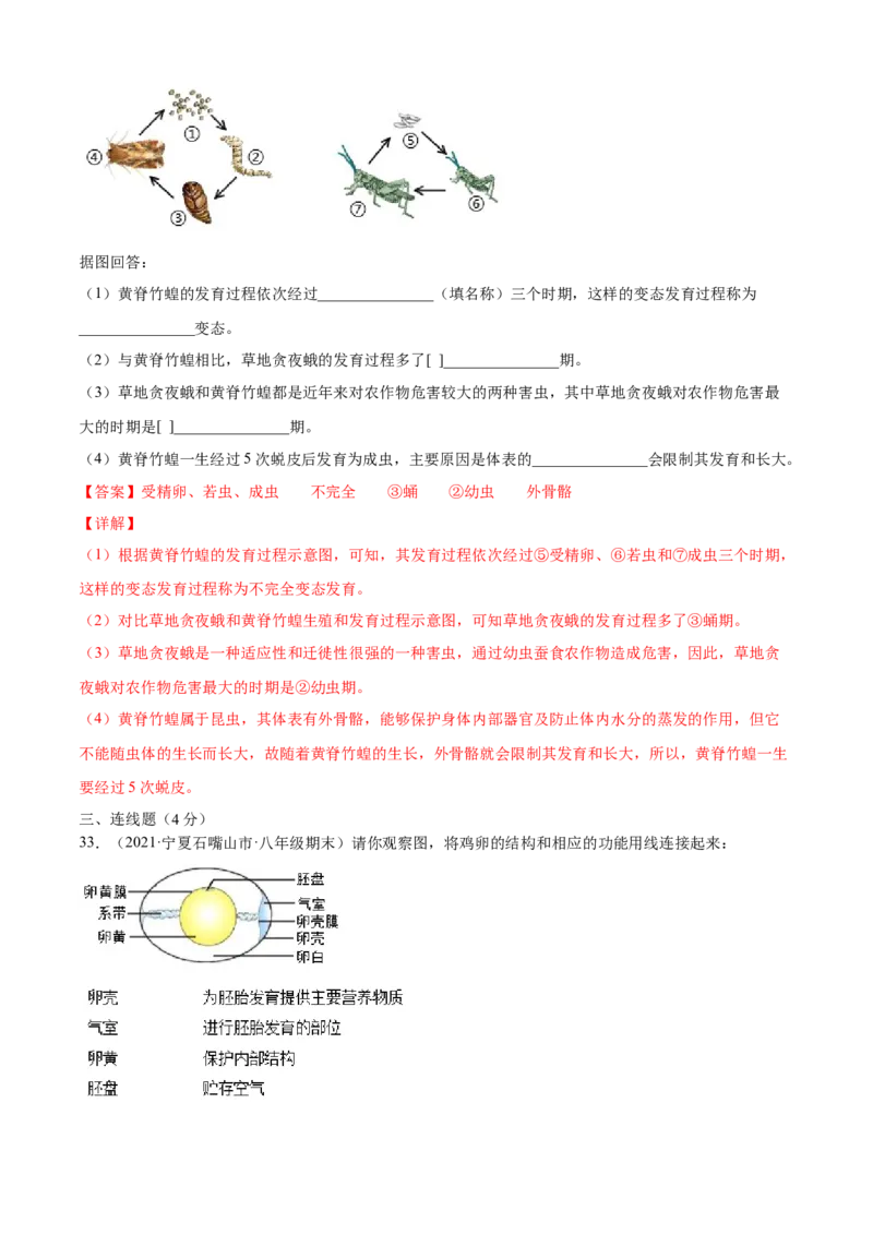 01生物的生殖和发育A卷（解析版）_初中全科电子版试卷练习试题_生物_生物8下练习_人教生物8年级下单元试卷38份_第3套八年级生物下册单元试卷（人教版）06份