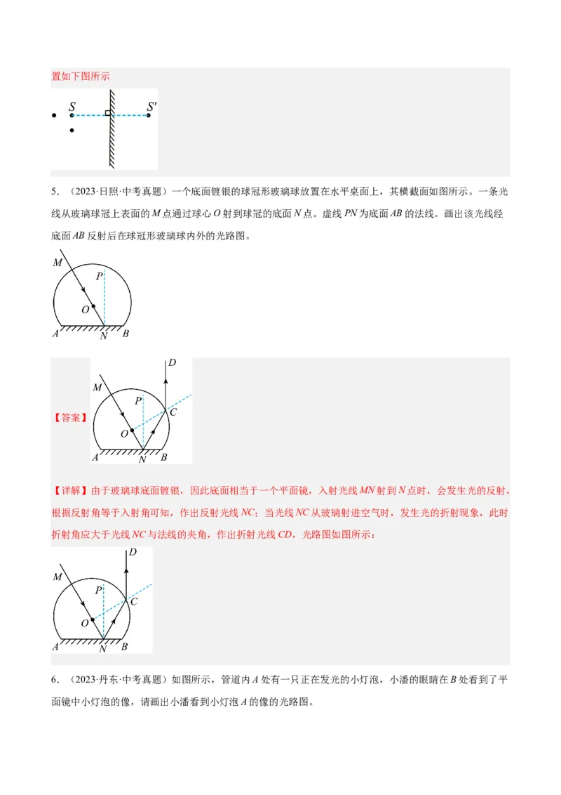专题28光路作图专题（解析版）_8、物理总复习_8.中考物理总复习_2024年中考复习资料_一轮复习资料_完备战2024年中考物理一轮复习讲义练习（全国通用）_教师版（含答案解析）