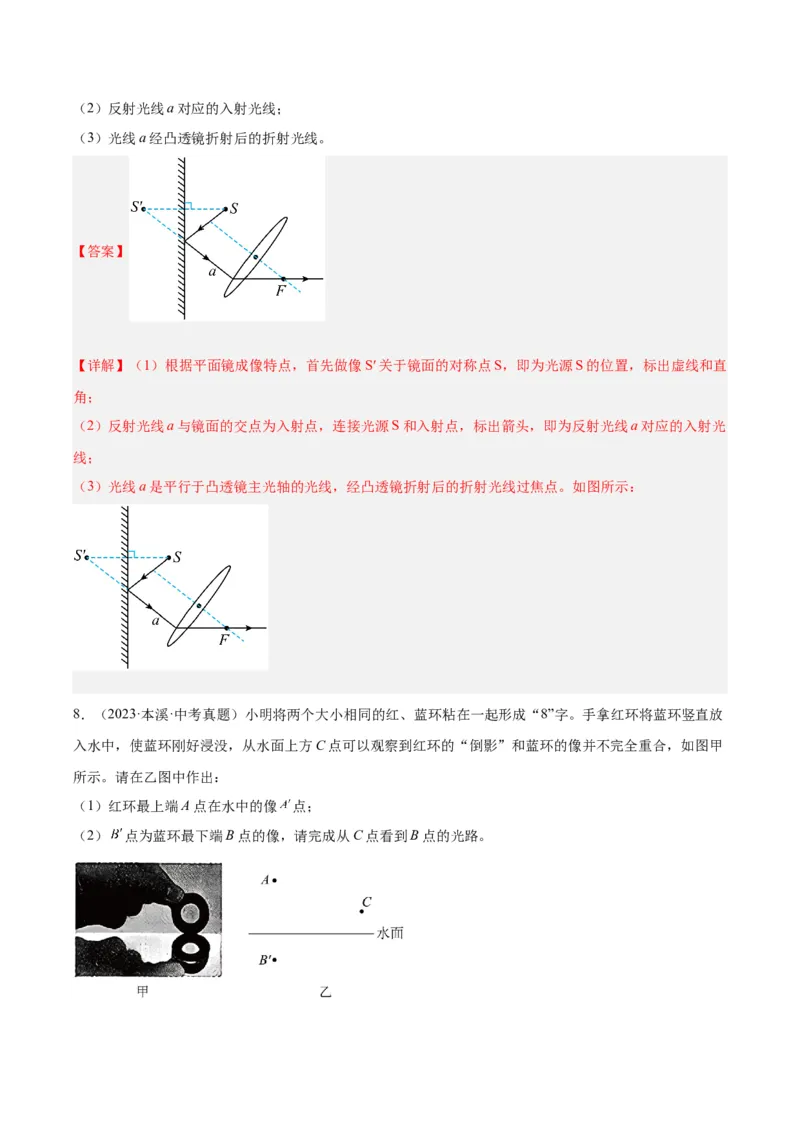 专题28光路作图专题（解析版）_8、物理总复习_8.中考物理总复习_2024年中考复习资料_一轮复习资料_完备战2024年中考物理一轮复习讲义练习（全国通用）_教师版（含答案解析）