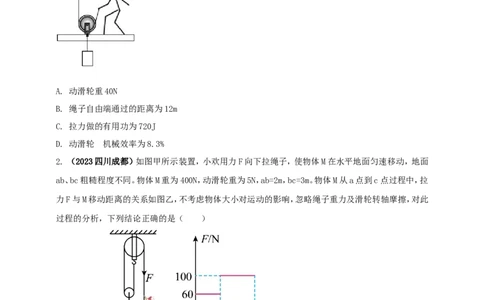 专题43滑轮（组）机械效率综合问题（原卷版）_8、物理总复习_2024年中考复习资料_二轮复习_夺分宝典备考2024年物理二轮中考总复习71个重难点亮点专题专炼（全国通用）