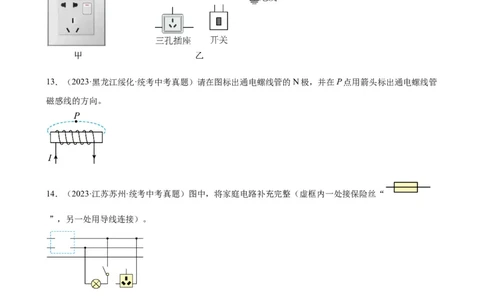 电学与电磁学作图专项训练（学生版）_8、物理总复习_8.中考物理总复习_2024年中考复习资料_专项复习资料_完三年（2021&mdash;2023）中考真题分项精编（全国通用）_专项训练
