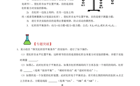专题09杠杆平衡实验（原卷版）_8、物理总复习_8.中考物理总复习_2023年中考复习资料_二轮复习_2023年中考物理二轮题型专项复习（全国通用）