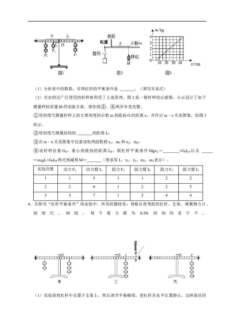 专题09杠杆平衡实验（原卷版）_8、物理总复习_8.中考物理总复习_2023年中考复习资料_二轮复习_2023年中考物理二轮题型专项复习（全国通用）
