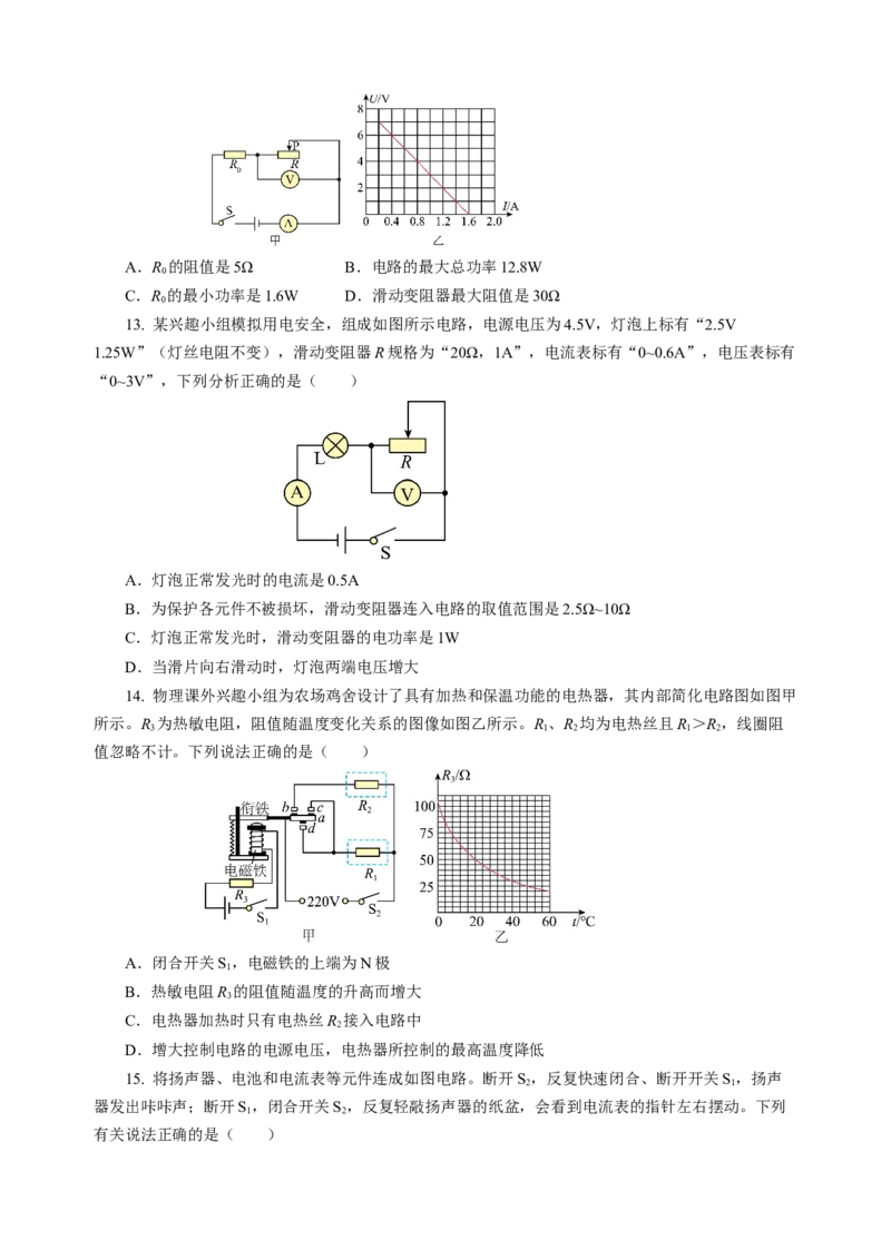 专题14多项选择题（讲练）原卷版_8、物理总复习_8.中考物理总复习_2024年中考复习资料_二轮复习资料_完2024年中考物理二轮复习课件+讲义+练习（全国通用）_模块四热点专题