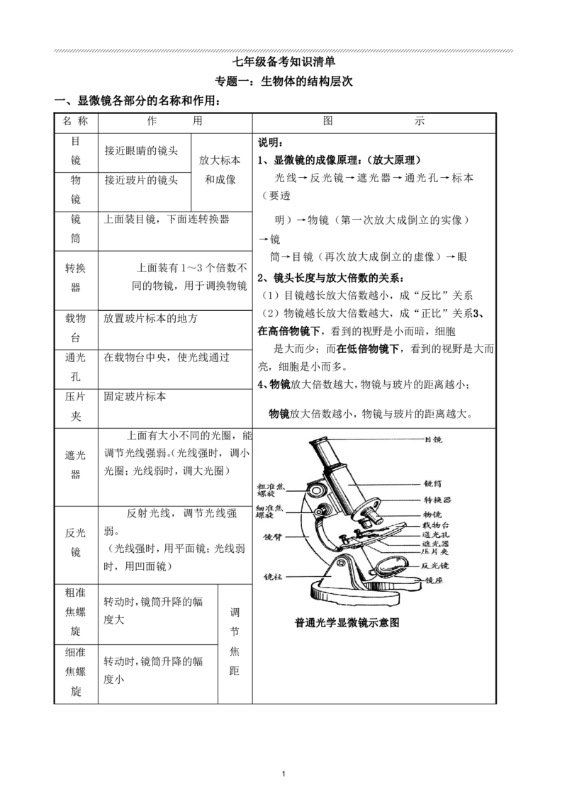 七年级上知识点总结_《初中全科目知识点汇总》_初中生物知识点汇总