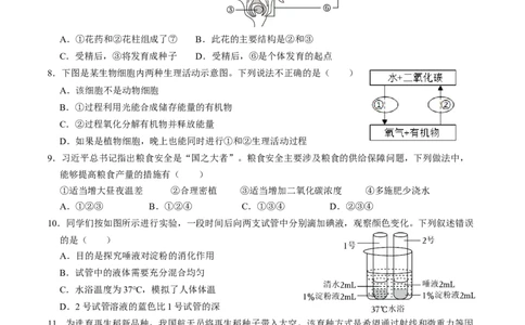 2024年中考押题预测卷（广东卷）-生物（考试版）A4_初中全科电子版试卷练习试题_生物_2024中考模拟题生物(1)_押题预测