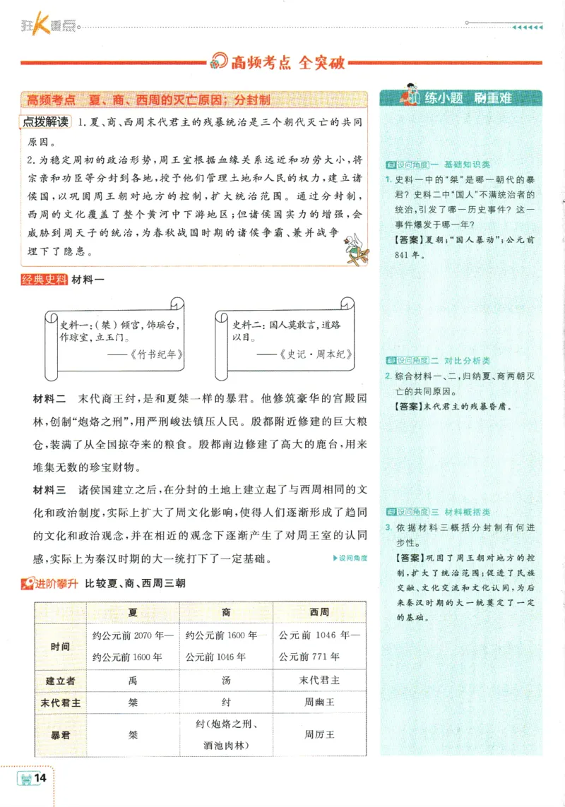 2025版《初中必刷题》历史RJ7上-狂K重点_初中全科电子版试卷练习试题_25初中必刷题_2025版《初中必刷题》历史RJ7上