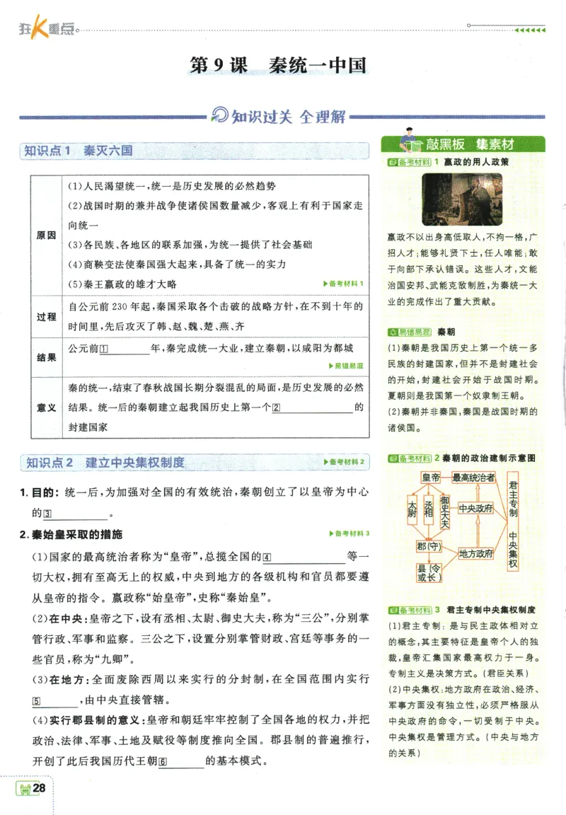 2025版《初中必刷题》历史RJ7上-狂K重点_初中全科电子版试卷练习试题_25初中必刷题_2025版《初中必刷题》历史RJ7上