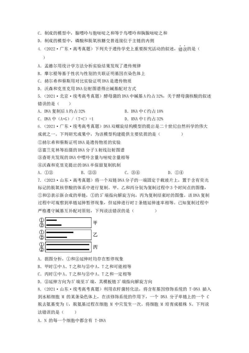 专题18DNA分子的结构、复制及基因的本质（串讲）（原卷版）_新高考复习资料_2024年新高考复习资料_一轮复习资料_完备战2024年高考生物一轮复习串讲精练（新高考专用）_串讲