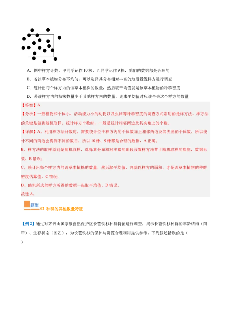 专题16种群和群落（8大题型）（解析版）_2025年新高考资料_一轮复习_备战2025年高考生物一轮复习题型全覆盖（新高考通用）