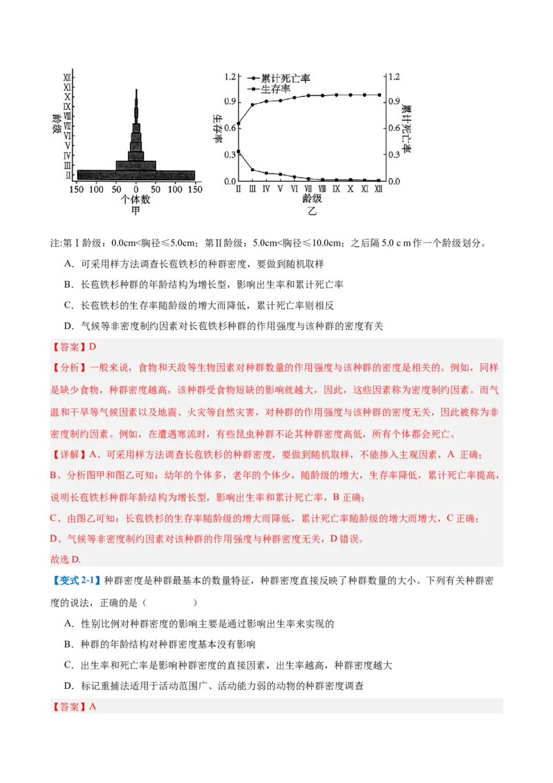 专题16种群和群落（8大题型）（解析版）_2025年新高考资料_一轮复习_备战2025年高考生物一轮复习题型全覆盖（新高考通用）