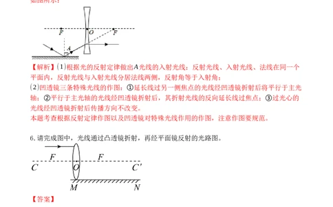 专题06透镜及透镜成像作图（解析版）_初中全科电子版试卷练习试题_物理_8年级上册物理试题_人教版物理八年级上专项练习（040份）