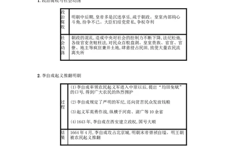 七年级历史下册第三单元明清时期统一多民族国家的巩固与发展第17课明朝的灭亡备考速记新人教版20190220244_初中全科电子版试卷练习试题_历史_历史人教版7下试卷
