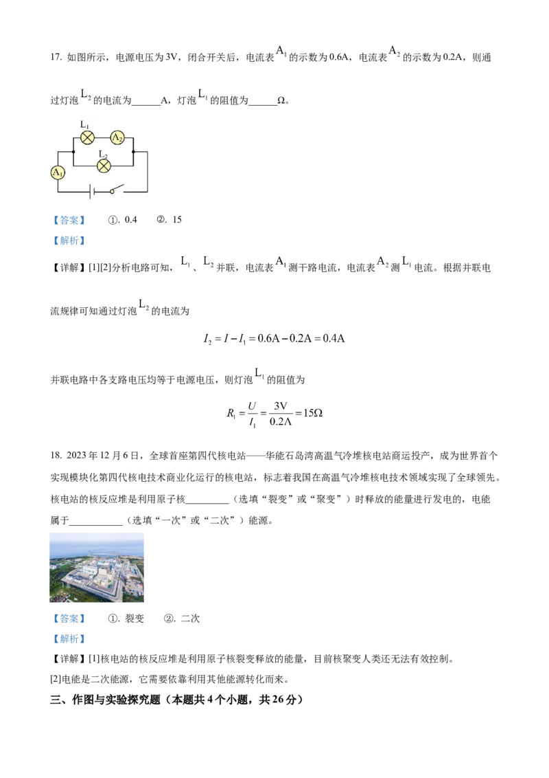 2024年山东省滨州市中考物理真题（解析版）_山东历年中考真题_山东省历年中考真题2013~2024_初中物理历年真题（2013-2024）