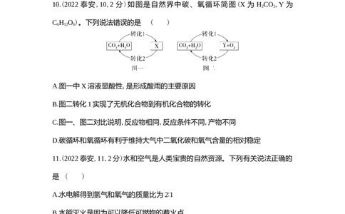 2022泰安化学试卷+答案+解析(word整理版)_山东历年中考真题_山东省历年中考真题2013~2024_初中化学历年真题（2013-2024）