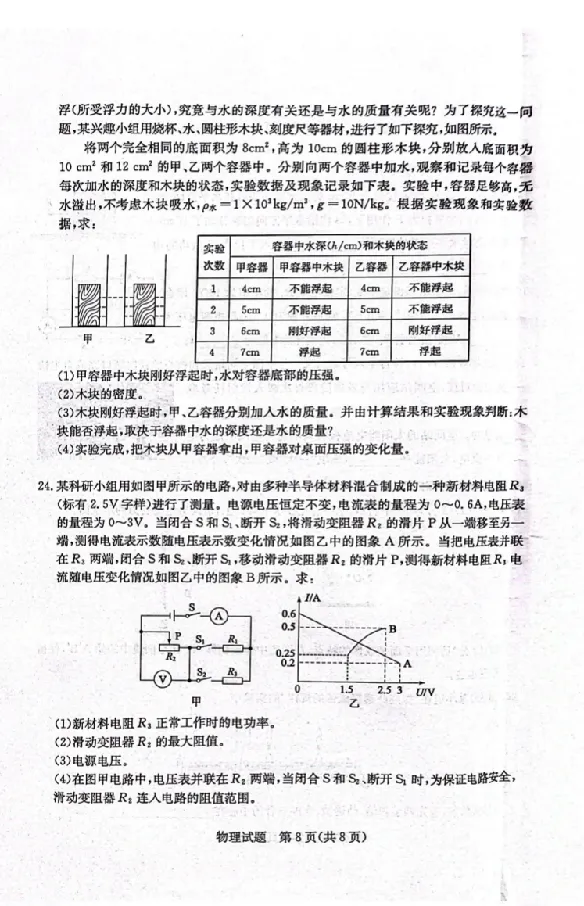 2023山东滨州物理试卷(图片版)_山东历年中考真题_山东省历年中考真题2013~2024_初中物理历年真题（2013-2024）