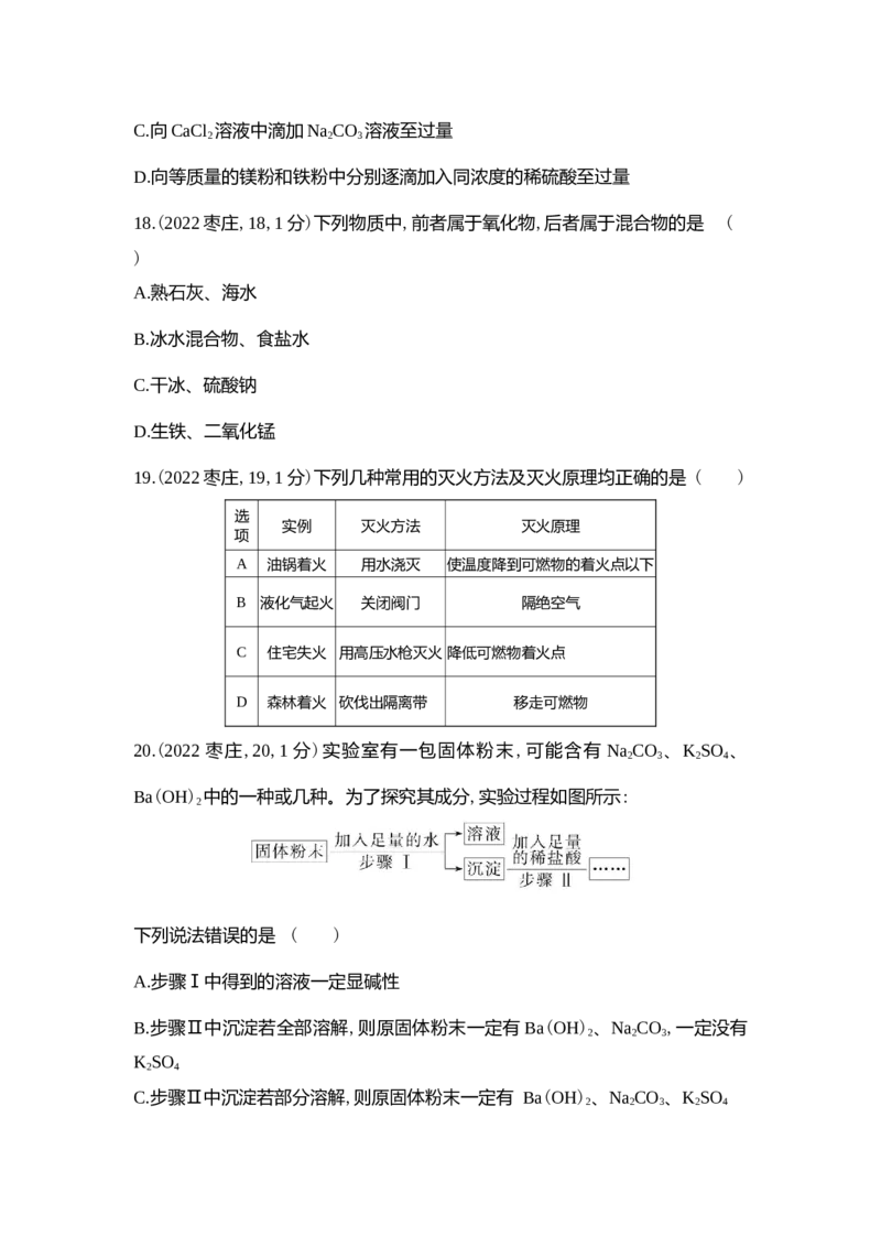 2022枣庄化学试卷+答案+解析(word整理版)_山东历年中考真题_山东省历年中考真题2013~2024_初中化学历年真题（2013-2024）