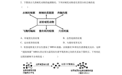 7.3.3生物进化的原因（练习）-（人教版）（原卷版）_初中全科电子版试卷练习试题_生物_生物8下练习_人教生物8年级下课时练习51份