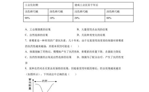 7.3.3生物进化的原因（练习）-（人教版）（原卷版）_初中全科电子版试卷练习试题_生物_生物8下练习_人教生物8年级下课时练习51份