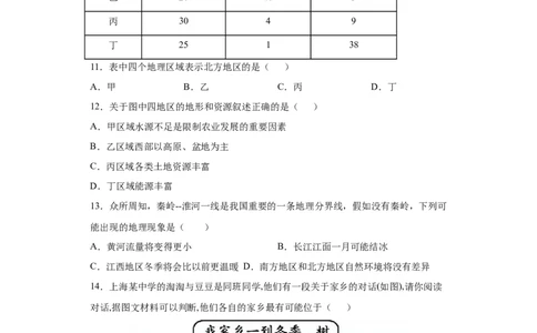 5.0中国的地理差异-八年级地理下册课时同步练（人教版）_初中全科电子版试卷练习试题_地理_人教地理8下试题试卷_人教地理8年级下课时练习30份_第2套课时练习