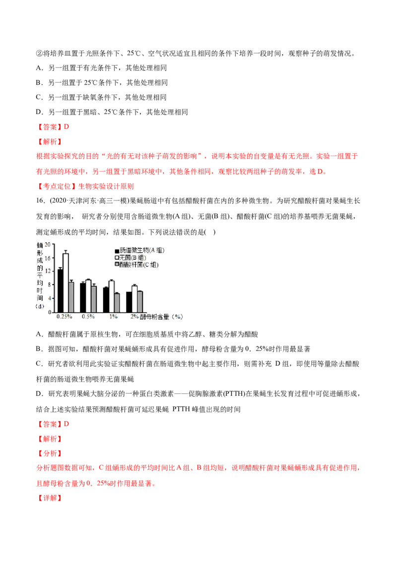 专题20实验与探究-2021年高考生物真题与模拟题分类训练（教师版含解析）_新高考复习资料_2023年新高考复习资料_一轮复习_2023年新高考大一轮复习讲义